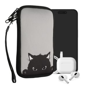 kwmobile Housse de Protection pour Smartphone L - 6,5" - Sacoche de Protection pour Téléphone Portable en Néoprène Gris-Noir