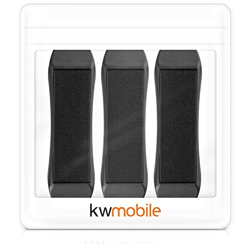 kwmobile Set 3X Support autoadhésif pour Smartphone - Accessoire Doigt pour téléphone Portable - Sangle poignée élastique Dos Smartphone - Noir – Image 8