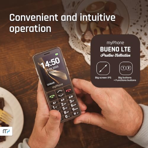 myPhone Bueno LTE Téléphone Portable sans contrat pour Personnes âgées avec Bouton SOS et Grandes Touches, écran Couleur 2,8", 4G, Longue autonomie en Veille (2000 mAh), Appareil Photo, Station de – Image 4