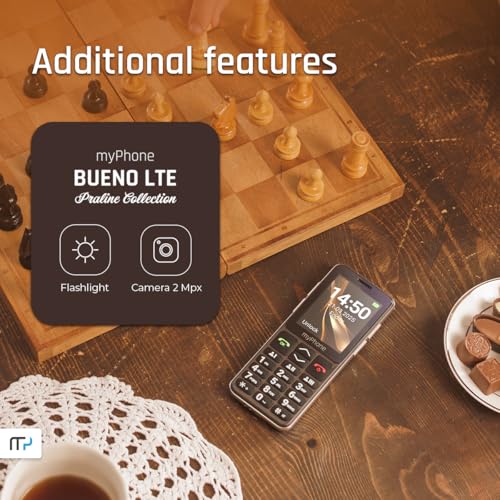myPhone Bueno LTE Téléphone Portable sans contrat pour Personnes âgées avec Bouton SOS et Grandes Touches, écran Couleur 2,8", 4G, Longue autonomie en Veille (2000 mAh), Appareil Photo, Station de – Image 8