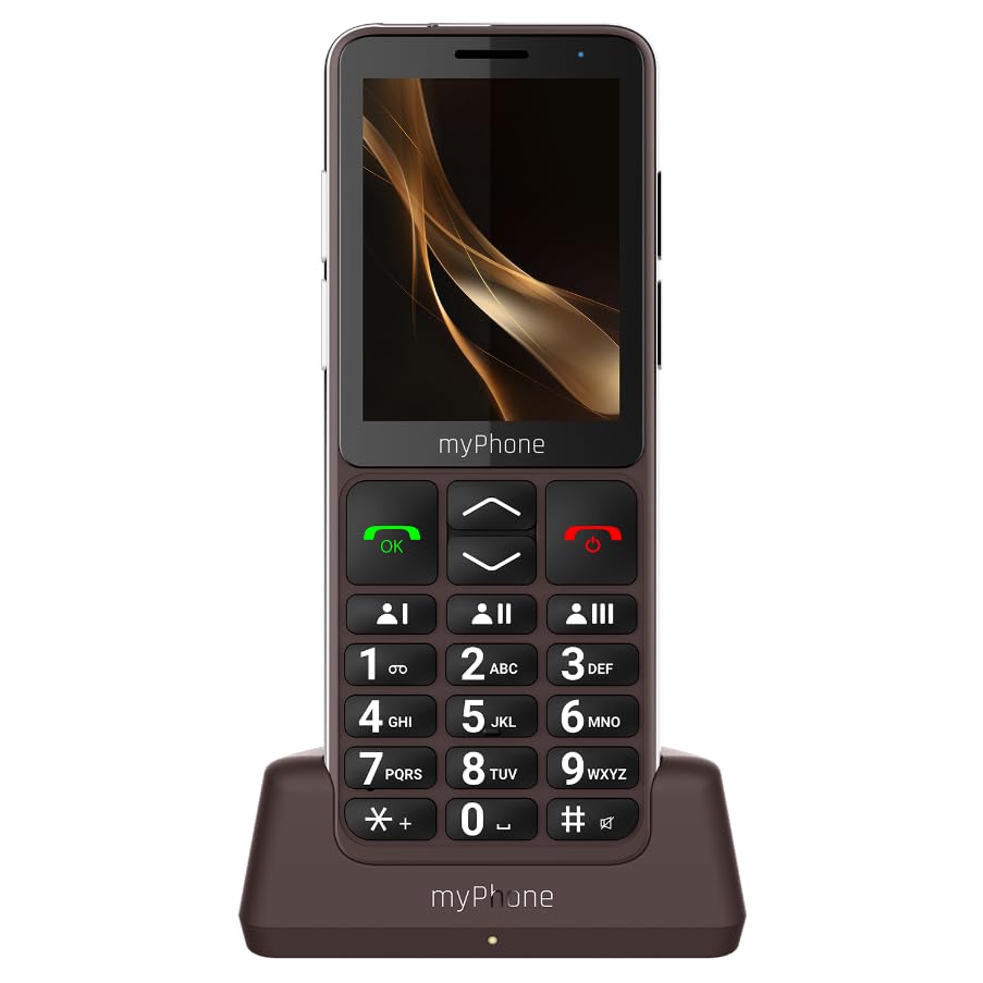 myPhone Bueno LTE Téléphone Portable sans contrat pour Personnes âgées avec Bouton SOS et Grandes Touches, écran Couleur 2,8", 4G, Longue autonomie en Veille (2000 mAh), Appareil Photo, Station de