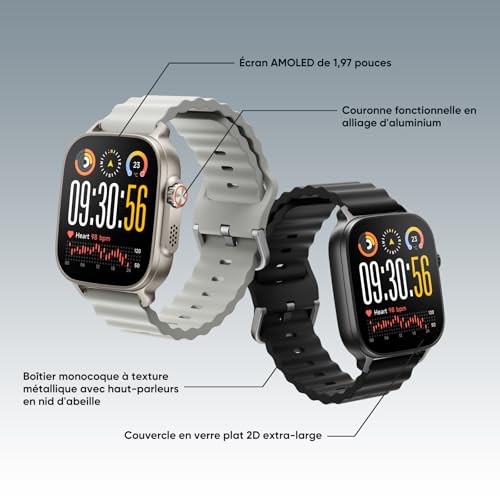 realme Watch 5 Montre Connectée, Écran Tactile AMOLED 1,97'', GPS Indépendant, NFC, Appels Bluetooth, 108 Modes Sport, Surveillance Oxygène Sang/Sommeil, Étanche IP68, Autonomie 16 Jours, Noir – Image 3