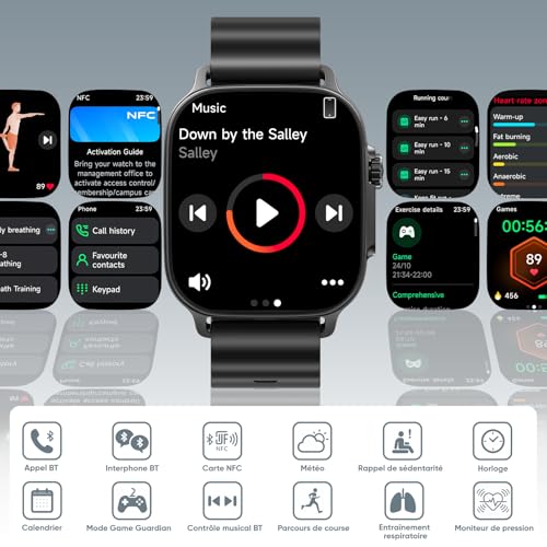 realme Watch 5 Montre Connectée, Écran Tactile AMOLED 1,97'', GPS Indépendant, NFC, Appels Bluetooth, 108 Modes Sport, Surveillance Oxygène Sang/Sommeil, Étanche IP68, Autonomie 16 Jours, Noir – Image 7
