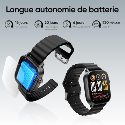 realme Watch 5 Montre Connectée, Écran Tactile AMOLED 1,97'', GPS Indépendant, NFC, Appels Bluetooth, 108 Modes Sport, Surveillance Oxygène Sang/Sommeil, Étanche IP68, Autonomie 16 Jours, Noir – Image 8