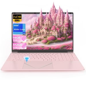 15.6''-Ordinateur Portable Rose 16Go RAM 512 Go SSD Laptop PC N95 CPU Computer Touch ID, WiFi5, Bluetooth 4.0, USB 3.0, per studenti, Business e intrattenimento.