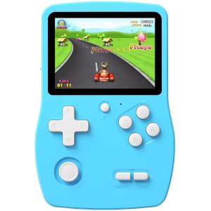32 Bit Console de Jeux Portables pour Enfants avec 139 Jeux Vidéo, Lecteur de Jeu avec écran IPS de 3,0" Batterie Rechargeable, Jeu de Voyage Cadeaux Jouets pour Garçons Filles (Bleu)