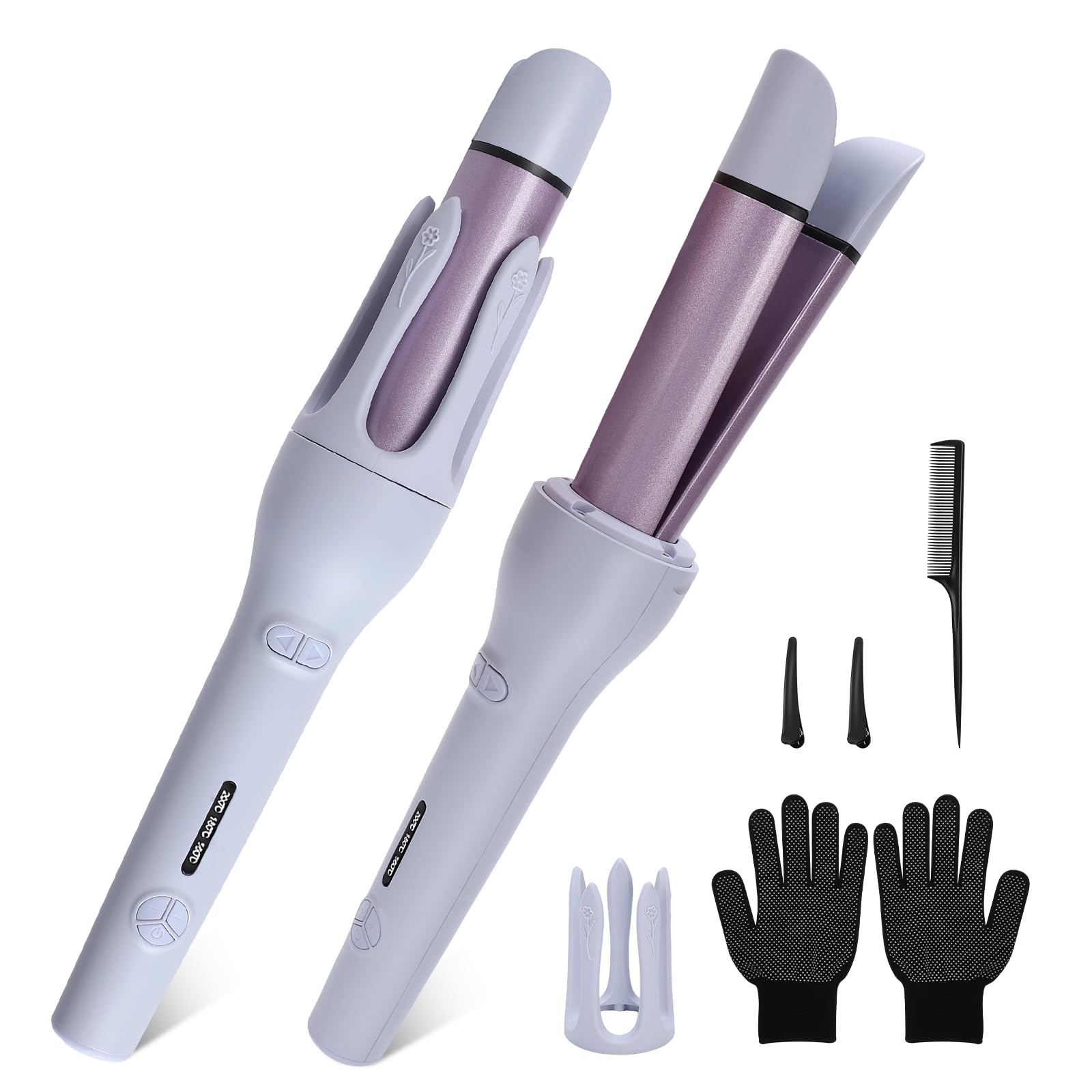 32mm Boucleur à Cheveux Automatique, 2-en-1 Boucleur Automatique + Lisseur Cheveux, Revêtement Céramique, 3 Tem (160°C-200°C), Chauffage PTC et Coiffure Longue Durée