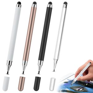 4 pièces 2 en 1 stylo tactile pour tablette, compatible avec iPad/iPhone/Samsung/Android/IOS, stylo tablette universel