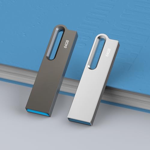 64Go Clé USB 3.0 Lot de 2 Clef USB Métal Imperméable Flash Drive Clés USB 64 Go pour PC, Ordinateur Portable, Stockage de Données,(2X64Go Argenté Noir) – Image 8