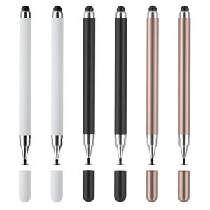 6pz Penne Stylus per Touch Screen - Pennini stilo 2 in 1 per touch screen con disco trasparente e punta in silicone ad alta sensibilità, pennino capacitivo a punta fine, Per Cellulare e Tablet