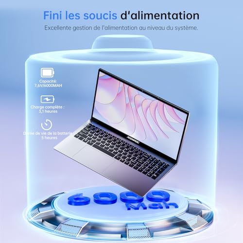 ACEMAGIC PC Portable 17.3 Pouces Ordinateur Portable 16 Go Ram DDR4 512 Go SSD 4 cœurs Alder Lake N-95,jusqu'à 3,4 GHz,(dépasser N4200/N5095) WiFi,3*USB3.2,BT5.0,HDMI,Cache Caméra,Laptop Gris – Image 6