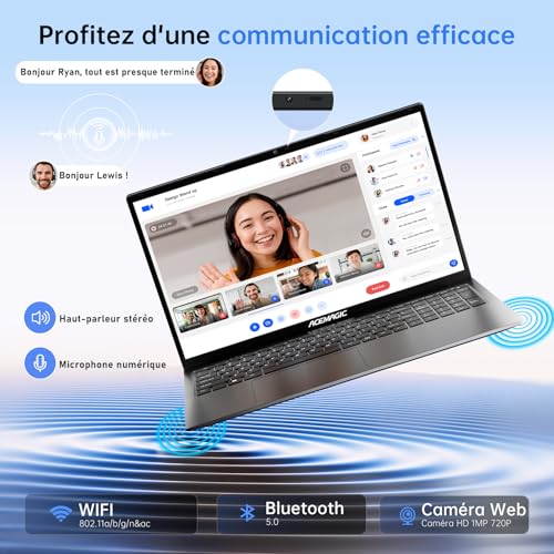 ACEMAGIC PC Portable 17.3 Pouces Ordinateur Portable 16 Go Ram DDR4 512 Go SSD 4 cœurs Alder Lake N-95,jusqu'à 3,4 GHz,(dépasser N4200/N5095) WiFi,3*USB3.2,BT5.0,HDMI,Cache Caméra,Laptop Gris – Image 7