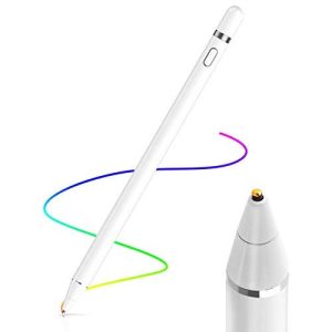 AICase Stylet capacitif, 2 en 1 Stylus Stylet Stylo écran Tactile 1.45mm Haute Précision Stylus Capacitif Universel,Compatible avec Les Smartphones,tablettes,Apple iPhone/iPad, Blanc