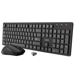 APM 100042 - Pack- Combo Clavier Azerty et Souris Optique - Technologie Sans Fil 2,4 Ghz - Fonctionnement Ultra Rapide - Touches de Raccourcis - Clavier Bureautique - Noir