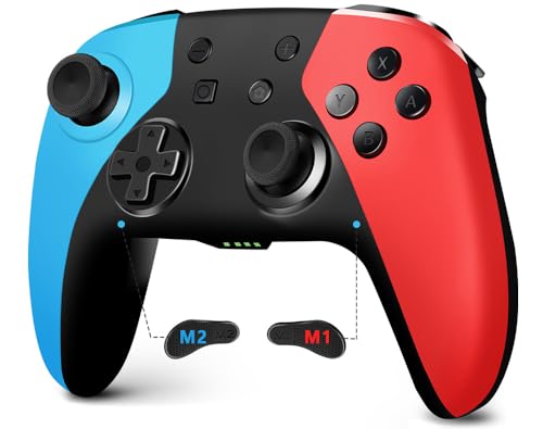 AceGamer Manette sans Fil pour Switch/Switch 2/Lite/OLED, Manette pour Switch Pro avec Fonction One Key Wake Up/Double Vibration/Gyroscope 6 Axes/Bouton Programmable/Joystick de Hall (Bleu et rouge) – Image 2