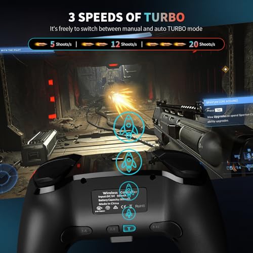 AceGamer Manette sans Fil pour Switch/Switch 2/Lite/OLED, Manette pour Switch Pro avec Fonction One Key Wake Up/Double Vibration/Gyroscope 6 Axes/Bouton Programmable/Joystick de Hall (Bleu et rouge) – Image 6