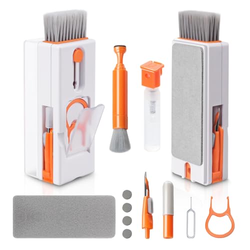 Alyvisun Kit Nettoyage Clavier, 11 en 1 Nettoyeur Claviers PC Multifonctionnel, Keyboard Cleaner Brosse à Outils, pour Tablette, Téléphones, Ordinateur, Écouteurs, Orange – Image 2