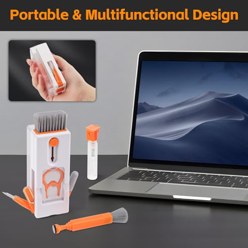 Alyvisun Kit Nettoyage Clavier, 11 en 1 Nettoyeur Claviers PC Multifonctionnel, Keyboard Cleaner Brosse à Outils, pour Tablette, Téléphones, Ordinateur, Écouteurs, Orange – Image 3