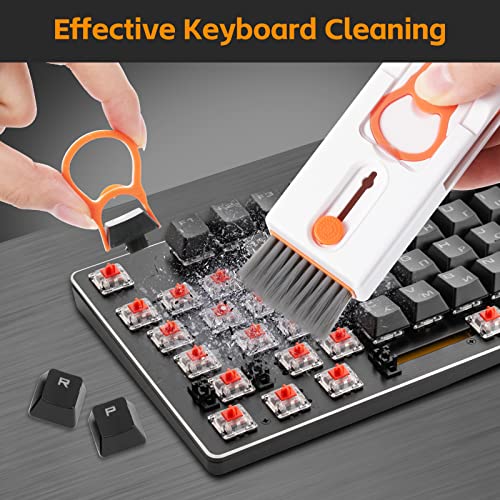Alyvisun Kit Nettoyage Clavier, 11 en 1 Nettoyeur Claviers PC Multifonctionnel, Keyboard Cleaner Brosse à Outils, pour Tablette, Téléphones, Ordinateur, Écouteurs, Orange – Image 4