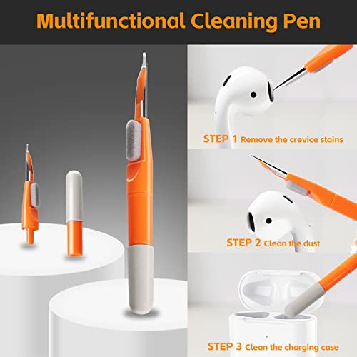 Alyvisun Kit Nettoyage Clavier, 11 en 1 Nettoyeur Claviers PC Multifonctionnel, Keyboard Cleaner Brosse à Outils, pour Tablette, Téléphones, Ordinateur, Écouteurs, Orange – Image 5