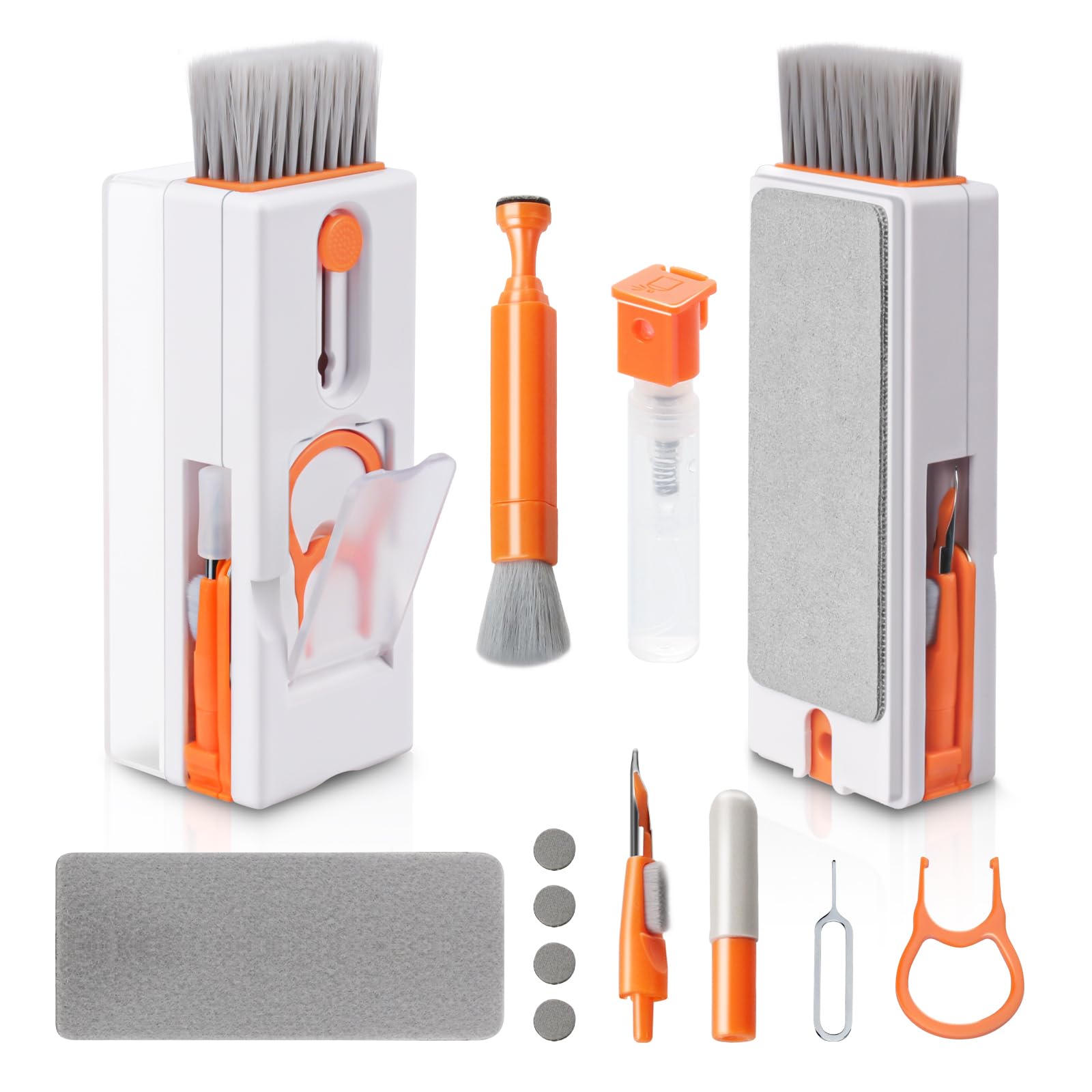 Alyvisun Kit Nettoyage Clavier, 11 en 1 Nettoyeur Claviers PC Multifonctionnel, Keyboard Cleaner Brosse à Outils, pour Tablette, Téléphones, Ordinateur, Écouteurs, Orange