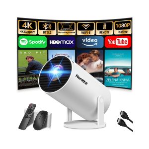 [App Intégrée & 2026 Upgraded] Mini Vidéoprojecteur 4K 1080P FHD Projecteur avec WiFi 6 et Bluetooth 5.2 Supporte Auto Keystone 270° Rotation Compatibile avec HDMI/TV Stick/Memory Stick/PC, Blan
