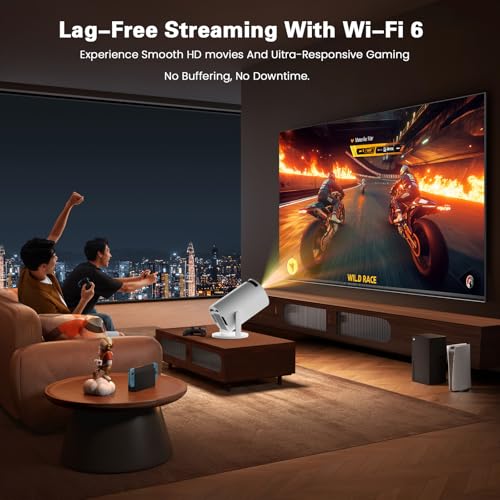 App intégrée - Vidéoprojecteur 4K 1080P, Mini Projecteur Portable 5G WiFi 6 BT 5.4, Projecteur Full HD 1080P Auto Correction Trapézoïdale Horizontale - Blanc – Image 6