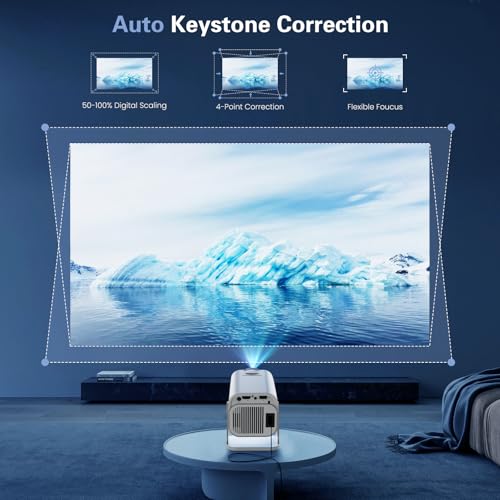 App intégrée - Vidéoprojecteur 4K 1080P, Mini Projecteur Portable 5G WiFi 6 BT 5.4, Projecteur Full HD 1080P Compatible Con HDMI/TV Stick/Ordinateur Portable - Blanc – Image 6