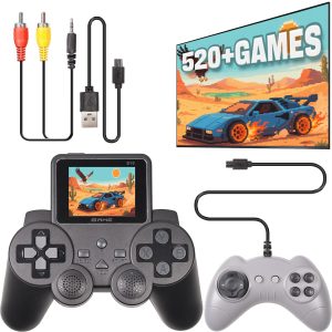 Arespark Console de Jeu Portable, 3,0 Pouces Console De Jeux Vidéo avec 2 Gamepads, Jeux Console Retro pour Deux Joueurs, Sortie TV, avec 520 Classique Jeux