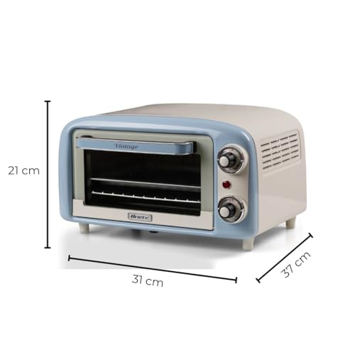 Ariete 3919 Four Électrique Vintage, capacité 10L, pour Cuire ou Réchauffer les aliments, température jusqu'à 230°, minuterie 60 minutes, grille en acier inoxydable, 800W, Double Verre, Bleu Clair – Image 3