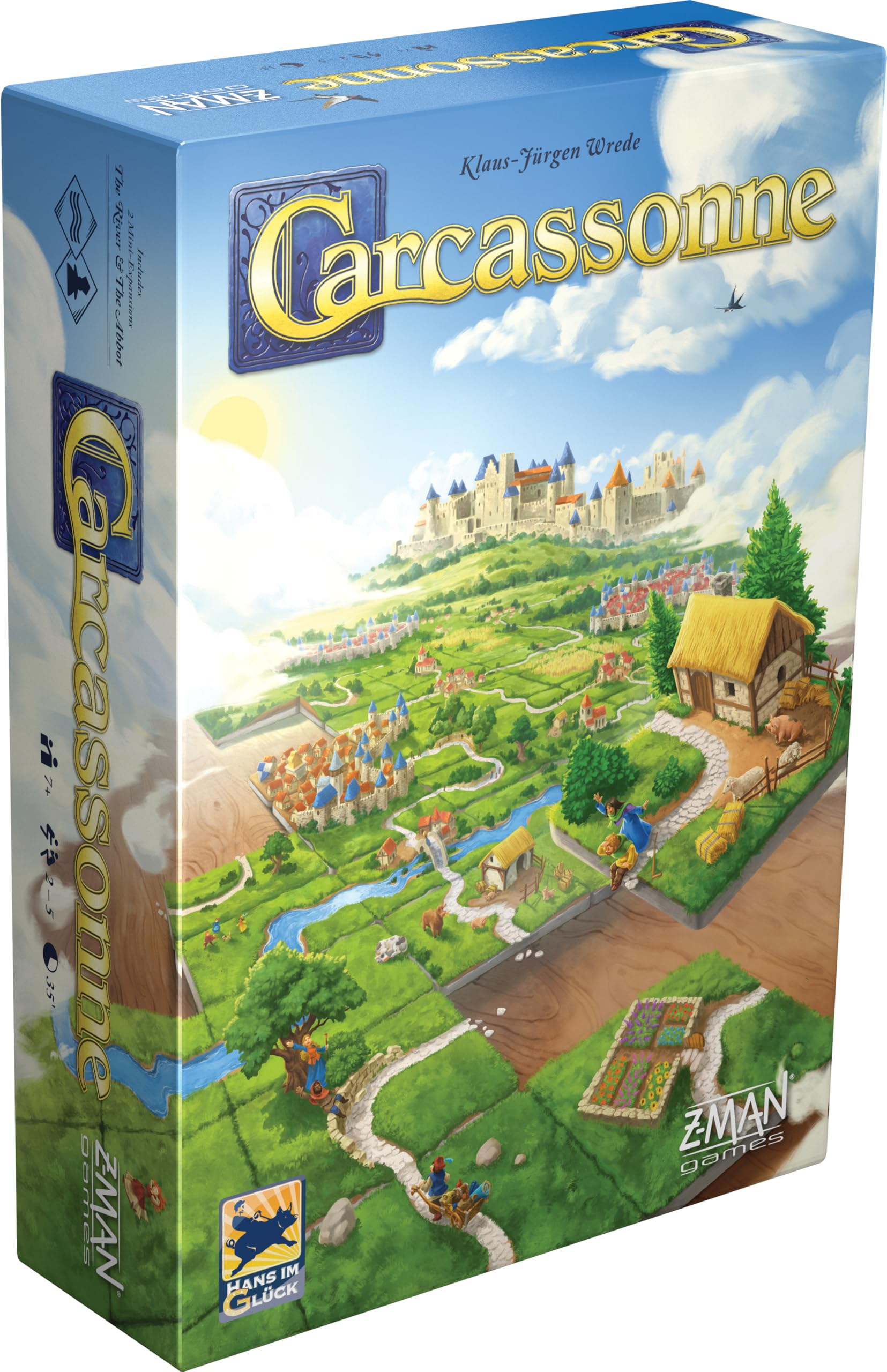 Asmodee - Carcassonne - UNbox Now - Jeu de Société Moderne pour Enfants dès 7 Ans - 2 à 5 Joueurs - A Jouer en Famille - 35 Min - Niveau Facile - Construis Le Plateau de Jeu à Mesure - en Français