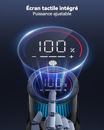 Aspirateur Balai sans Fil 580W/55KPa, Autonomie 75Min, Écran LED, Brosse Anti-Enchevêtrement, Support Murale, pour Poils d'animaux/Tapis/Sols Durs – Image 5