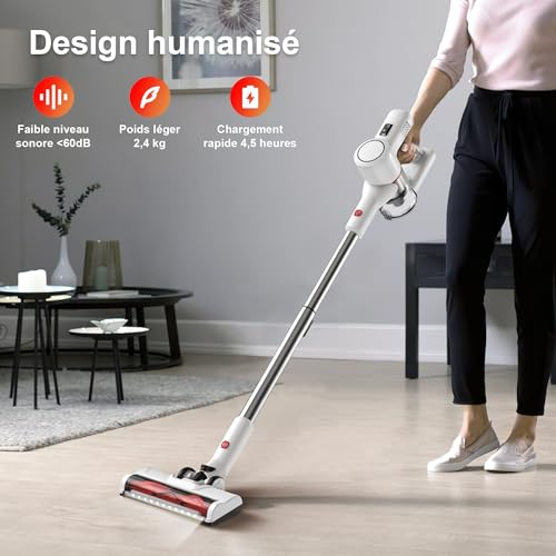 Aspirateur Balai sans Fil Puissant - Balais Électriques Poil Animaux Cordless Stick Vacuum Cleaner Rechargeable Batterie Silencieux Léger pour Sols Tapis Poils d'animaux Domestique – Image 7