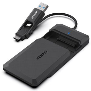 BENFEI Boîtier Externe pour Disque Dur 2,5", boîtier USB 3.2 Gen 1 5Gbps pour SATA HDD et SSD de 2,5'' et 7/9,5 mm, USB C/A 2 en 1 Lecteur Disque Dur, boîtier SSD UASP & Trim Accelerated, sans Outil