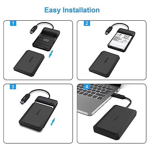 BENFEI Boîtier Externe pour Disque Dur 2,5", boîtier USB 3.2 Gen 1 5Gbps pour SATA HDD et SSD de 2,5'' et 7/9,5 mm, USB C/A 2 en 1 Lecteur Disque Dur, boîtier SSD UASP & Trim Accelerated, sans Outil – Image 8