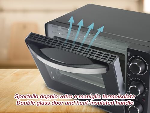 BEPER P101FOR020 Four électrique 20L, 1300W, Minuteur jusqu'à 60 min, 3 Types de cuisson, Accessoires inclus, Température jusqu'à 230° – Image 3