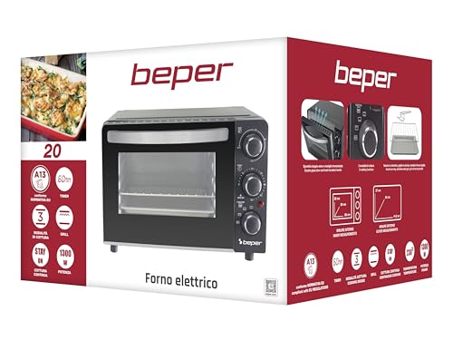 BEPER P101FOR020 Four électrique 20L, 1300W, Minuteur jusqu'à 60 min, 3 Types de cuisson, Accessoires inclus, Température jusqu'à 230° – Image 5
