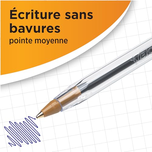 BIC Cristal Original Stylos-Bille Pointe Moyenne (1,0 mm) - Parfait pour l'Ecole et au Bureau - Bleu, Boîte de 100 – Image 5
