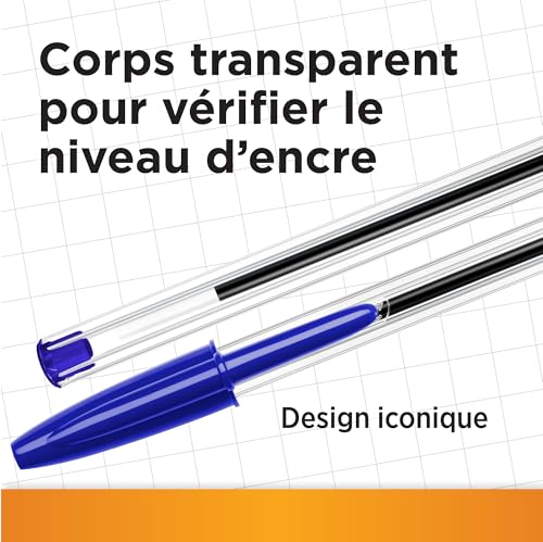 BIC Cristal Original Stylos-Bille Pointe Moyenne (1,0 mm) - Parfait pour l'Ecole et au Bureau - Bleu, Boîte de 100 – Image 6