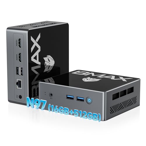 BMAX Mini PC Intel N97 (Jusqu'à 3.6Ghz) 16Go DDR4 RAM 512Go M.2 SSD Win 11 Pro Mini Ordinateur de Bureau B4Pro Mini PC Sobremesa HDMI/WiFi 5/BT4.2/USB3.2 Dual écran PC avec VESA pour École/Bureau. – Image 2