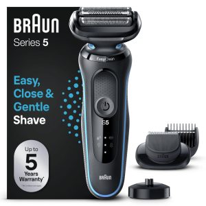 BRAUN Rasoir Electrique Homme Series 5 51-M4500cs, Etanche, 3 Lames Flexibles Pour Raser Doucement Le Visage et La Barbe, Coffret De Rasage Avec Tondeuse A Barbe Et Brosse De Nettoyage