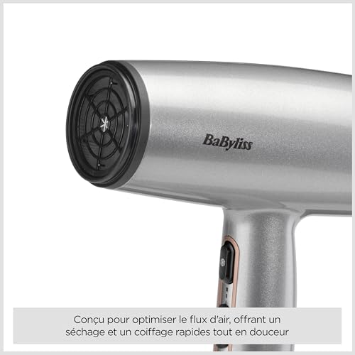 BaByliss Sèche-Cheveux Cosmos avec Diffuseur, Léger – NOUVEAUTÉ 2025, Sèche-cheveux puissant et élégant de 2100W, Technologie ionique anti-frisottis, 3 températures & 2 vitesses, Argenté, D580DE – Image 6
