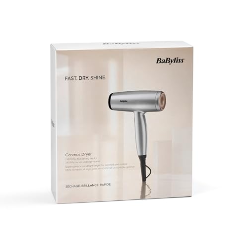 BaByliss Sèche-Cheveux Cosmos avec Diffuseur, Léger – NOUVEAUTÉ 2025, Sèche-cheveux puissant et élégant de 2100W, Technologie ionique anti-frisottis, 3 températures & 2 vitesses, Argenté, D580DE – Image 7