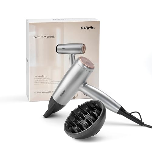 BaByliss Sèche-Cheveux Cosmos avec Diffuseur, Léger – NOUVEAUTÉ 2025, Sèche-cheveux puissant et élégant de 2100W, Technologie ionique anti-frisottis, 3 températures & 2 vitesses, Argenté, D580DE – Image 8