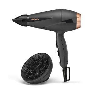 BaByliss Sèche-cheveux Smooth Pro - Sèche-cheveux puissant de 2100W, Fabriqué en Italie, Technologie ionique anti-frisottis, 3 réglages de température et 2 réglages de vitesse, Noir, 6709DE