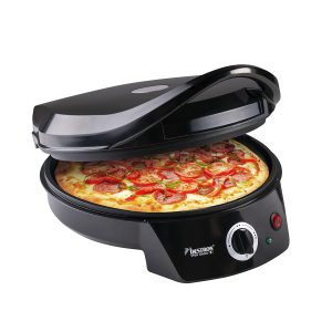 Bestron Four à pizza électrique, Four à pizza jusqu'à 230°C, chauffage haut/bas pour pizza faite maison ou surgelée, tarte flambée, quiche ou wraps jusqu'à Ø 27cm, 1 800 Watts, Couleur: noir