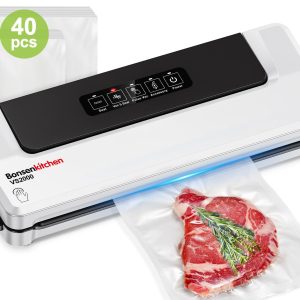 Bonsenkitchen Machine Sous Vide Alimentaire - Appareil de Mise Sous Vide pour La Cuisson Sous Vide et La Conservation des Aliments Frais, Y 40 Compris Les Sacs Sous Vide