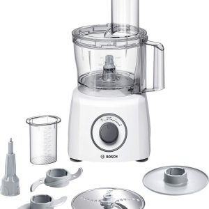 Bosch MultiTalent 3 MCM3100W – Robot de cuisine polyvalent avec plus de 20 fonctions – 800 W – Capacité de 2,3 L – Couleur : Blanc/Gris