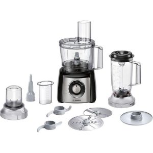 Bosch MultiTalent 3 MCM3501M – Robot de cuisine polyvalent avec plus de 50 fonctions – 800 W – Capacité de 2,3 L – Couleur : Noir/Inox brossé