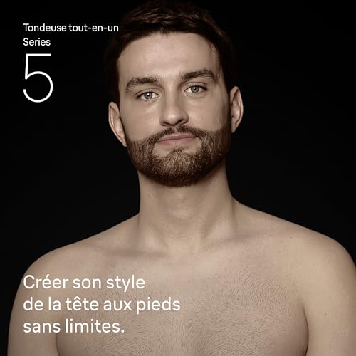 Braun Tondeuse Tout-En-Un Series 5, 9-En-1, Lame Ultra Affûtée, 120 Min D’autonomie, Protection SkinGuard Pour Le Corps, Coupe Précise Et Efficace, Manche AquaGrip Pratique Sous L'eau, AIO5540, Noir – Image 3